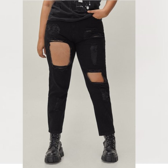 Nasty Gal Organic Distressed Jeans 26 NWT - Picture 1 of 4